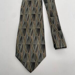 Umberto‎ Bossi Gold Green Brown Men's Necktie Handmade 100% Silk 3.75"x 57"